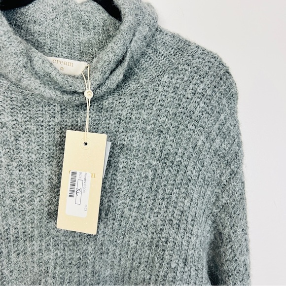 Cream CRMiranda Croped Pullover Grey Wool Blend Cowl Neck sweater Women XL - Picture 10 of 14